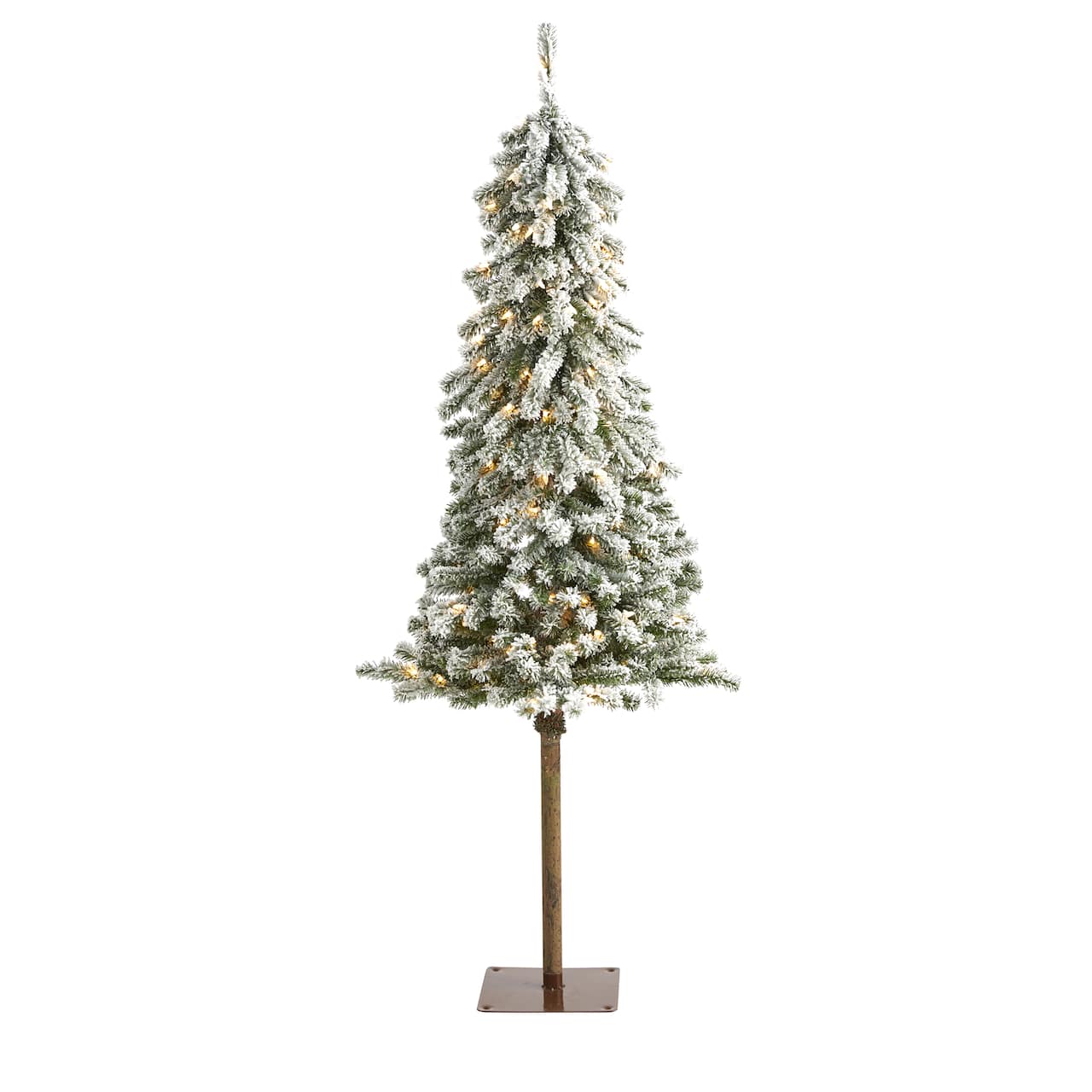 5ft. Pre-Lit Flocked Alpine Artificial Christmas Tree, Clear Lights